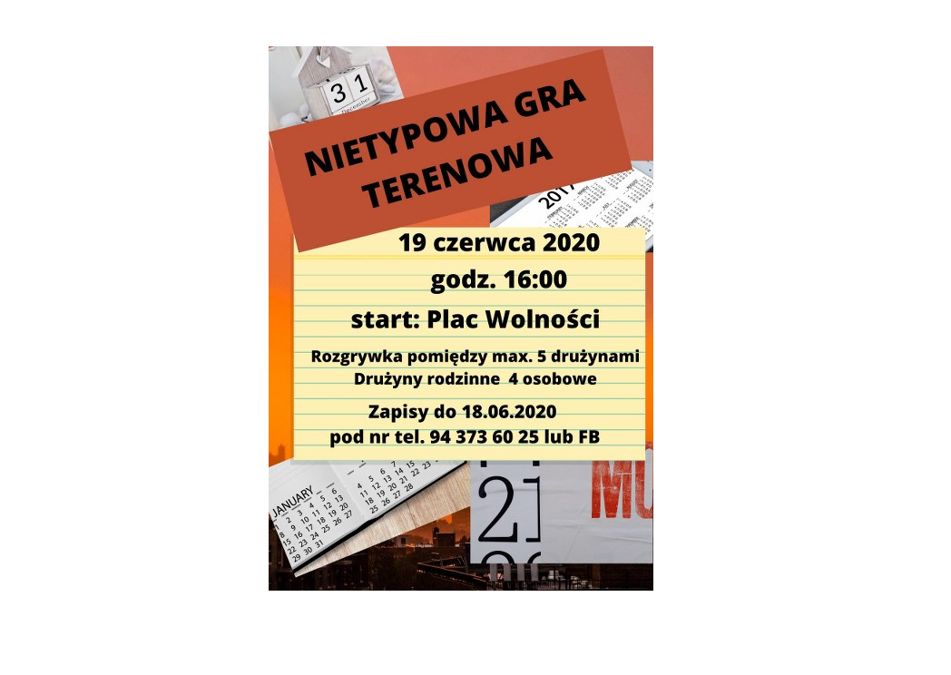 Plakat przedstawia czas i miejsce rozpoczęcia zabawy oraz date zapisów i numer kontaktowy