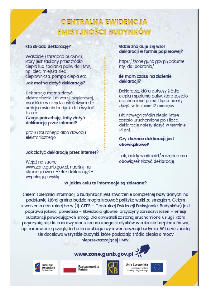 Plakat Centralna Ewidencja Emisyjności Burdynków
