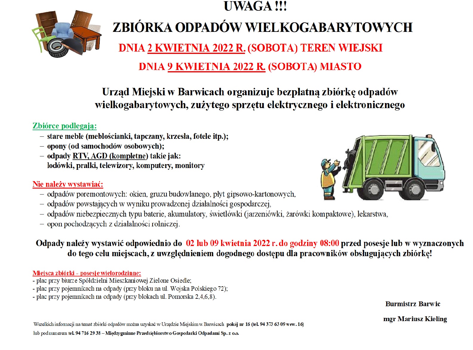 tekst o zbiórce odpadów wielkogabarytowych