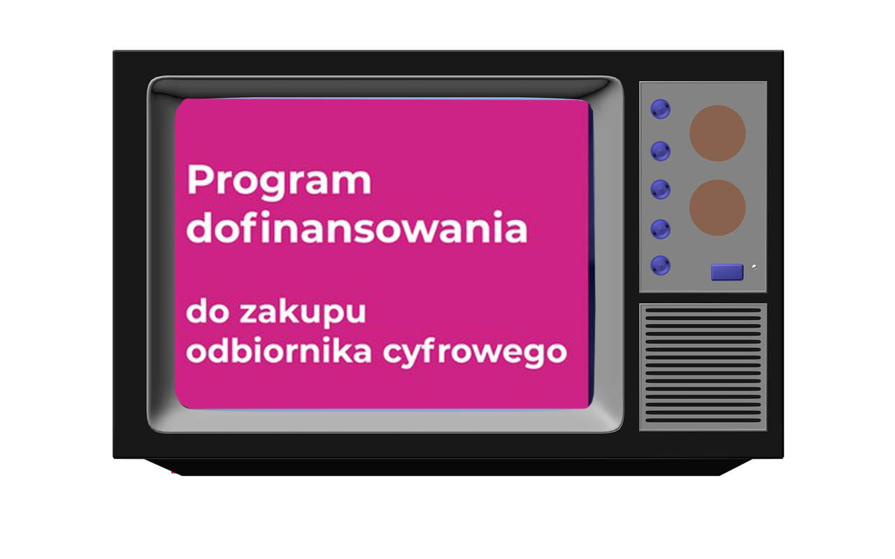 na zdjęciu stary telewizor z informacją na ekranie program dofinansowania do zakupu odbiornika cyfrowego nia