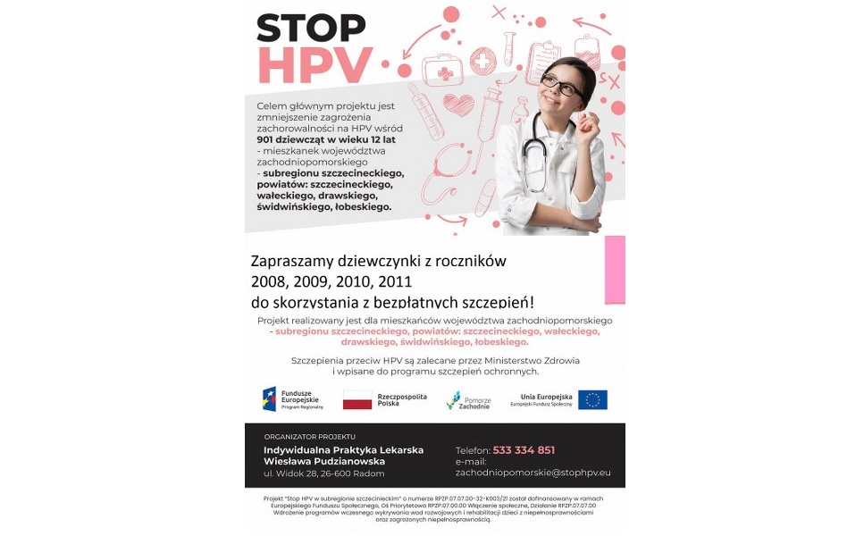 plakat informacyjny o szczepieniu przeciw hpv