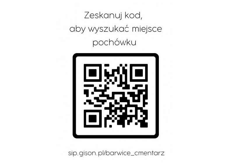 na zdjęciu kod do zeskanowania w celu wyszukania miejsca pochówku.