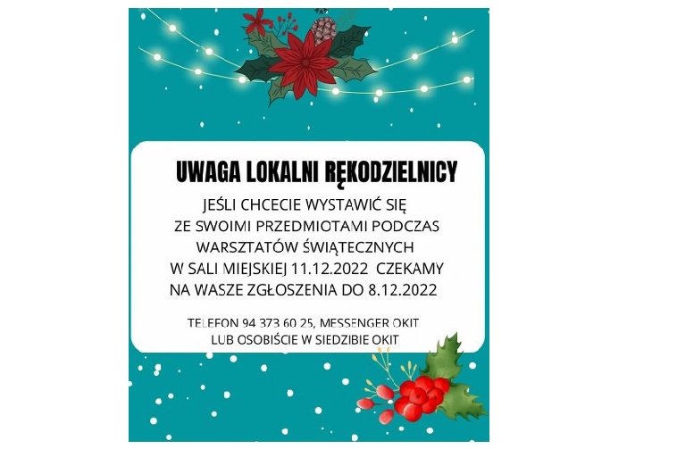 Plakat informujący rękodzielników o kiermaszu