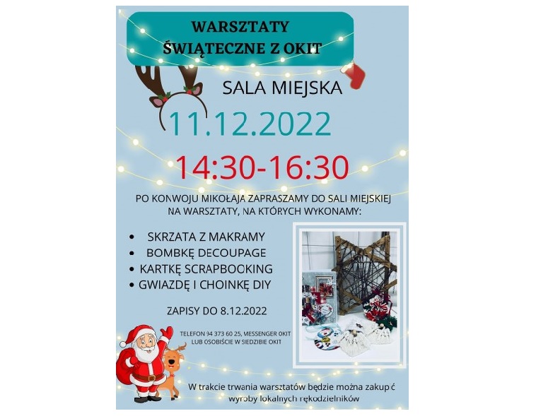 plakat informujący o warsztatach świątecznych