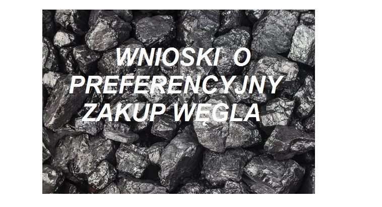 na zdjęciu plakat z węglem z opisem wniosek o preferencyjny zakup węgla