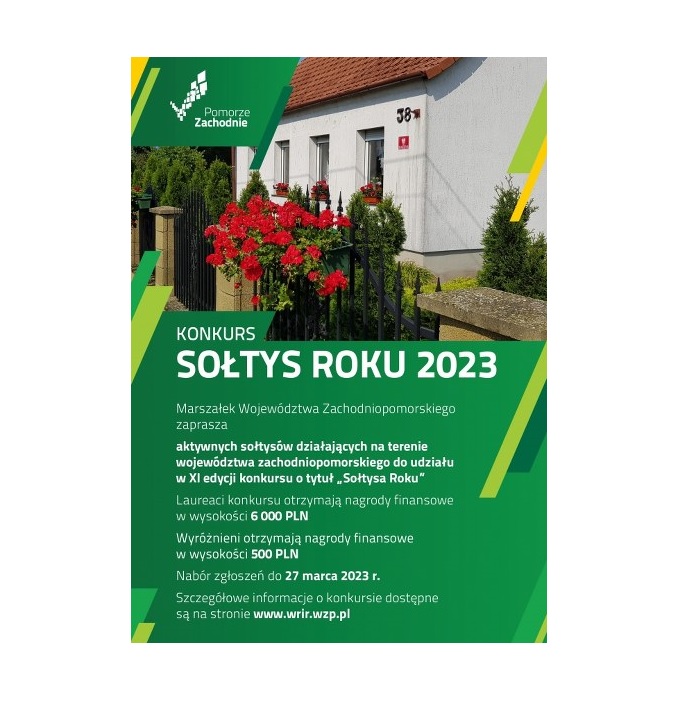 na zdjęciu plakat informujący o konkursie sołtys roku 2023