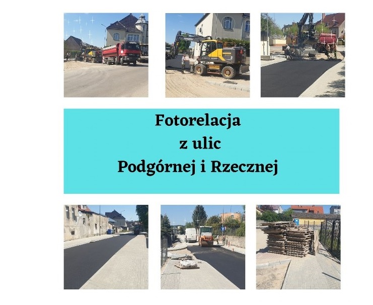 kolaż zdjęć z remontu ulicy Podgórnej
