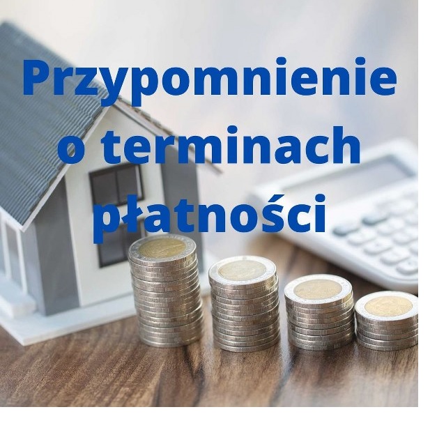 plakat o przypomnieniu o terminie płatności podatku od nieruchomościi