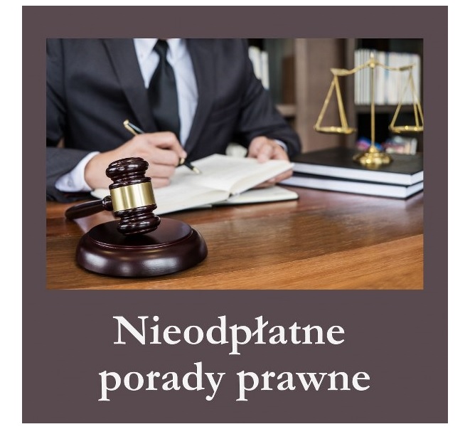 Plakat informacyjny o nieodpłatnych poradach prawnych