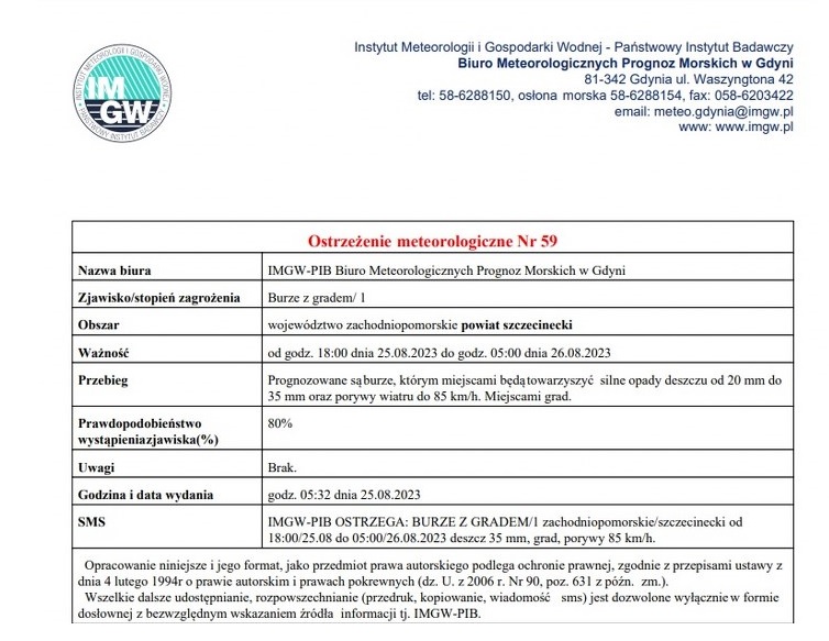 Ostrzeżenie meteorologiczne