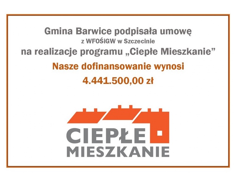 Plakat informujący o dofinansowaniu programu "Ciepłe mieszkanie".