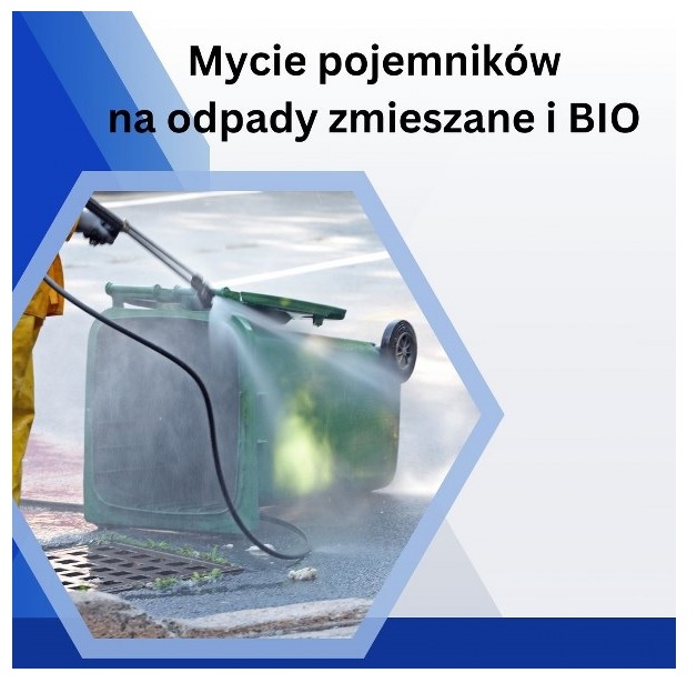 Plakat informujący o myciu pojemników na odpady