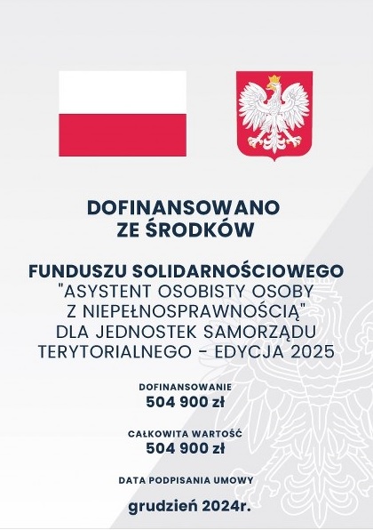 plakat dotyczący dofinasowania programu "Asystent osobisty osoby z niepełnosprawnością"