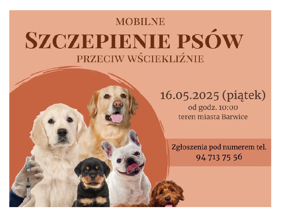 Mobilny punkt szczepień psów przeciw wściekliźnie 16.05.2025