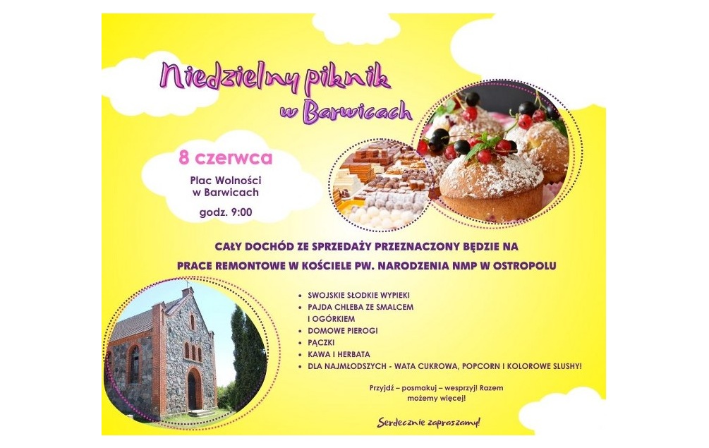 Zaproszenie na Niedzielny Piknik w Barwicach - 8.06.2025
