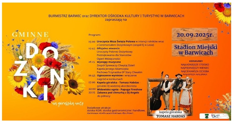 Dożynki Gminne 2025 w Barwicach – zaproszenie na święto plonów