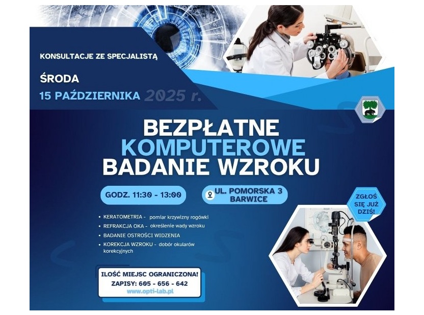 Bezpłatne komputerowe badanie wzroku w Barwicach