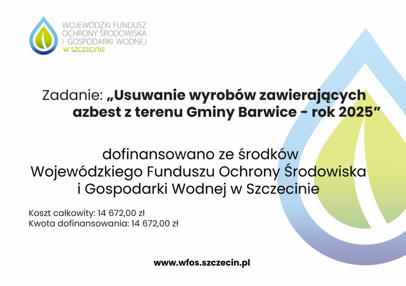 Usuwanie wyrobów zawierających azbest z terenu Gminy Barwice – rok 2025w 