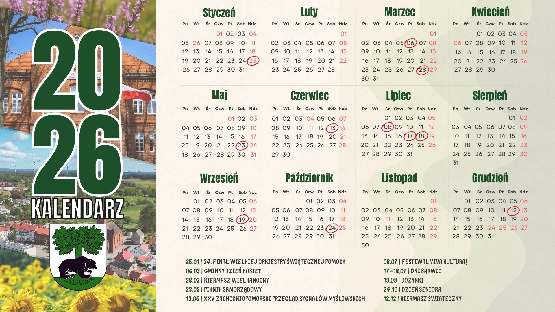 Kalendarz imprez na 2026 rok