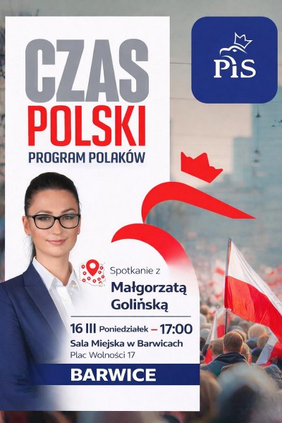 Plakat informujący o spotkaniu otwartym z Małgorzatą Golińską.