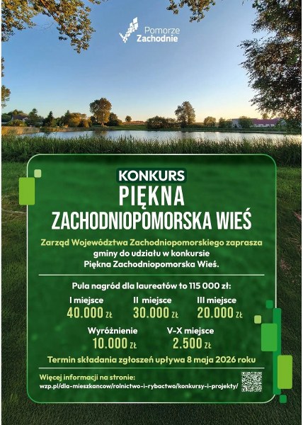 Plakat informujący o konkursie Piękna Zachodniopomorska Wieś