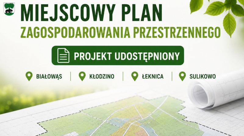 mapa na stole i napis Miejscowy plan zagospodarowania  przestrzennego
