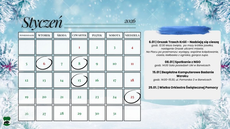 Kalendarz styczeń 2026
