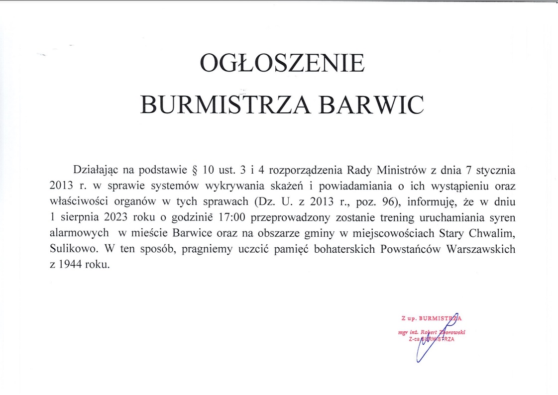 ogłoszenie Burmistrza