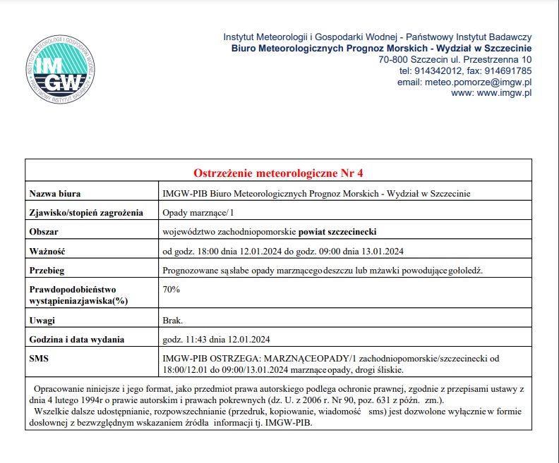 Ostrzeżenie IMGW-PIB