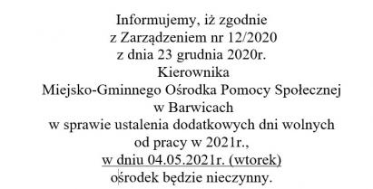 Informacja o nieczynnym MGOPS w dniu 04.05.2021