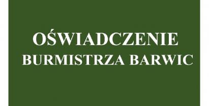 Napis Oświadczenie Burmistrza Barwic