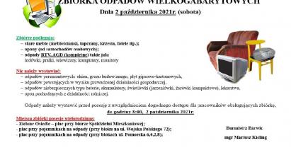 Plakat dotyczący wywozu odpadów wielkogabarytowych