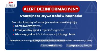 Alert dezinformacyjny tablica informacyjna