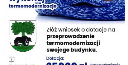 na zdjęciu plakat z  domem owiniętym szalikiem z tekstem o termomoderniacji