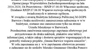 Gmina Barwice Wspiera Seniorów treść ogłoszenia