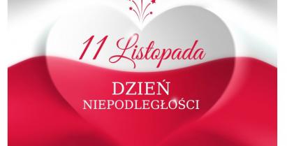 Flaga polski z napisem 11 listopada Dzień Niepodległości