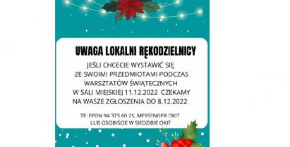 Plakat informujący rękodzielników o kiermaszu