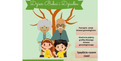 Plakat informacyjny o Dniu Babci i Dziadka w OKiT w Barwicach.
