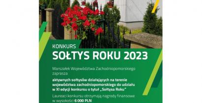 na zdjęciu plakat informujący o konkursie sołtys roku 2023