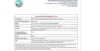 Ostrzeżenie meteo