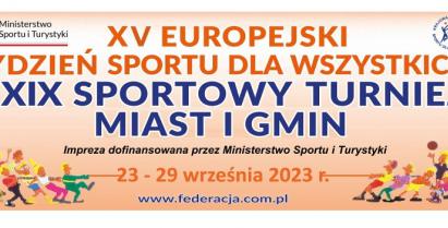 na zdjęciu plakat z informacją o XXIX Sportowym Turnieju Miast i Gmin 2023