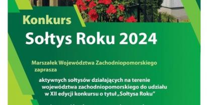 Plakat informujący o konkursie "Sołtys Roku" 2024.