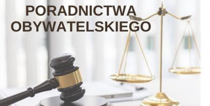 Plakat informujący o dyżurze nieodpłatnego poradnictwa obywatelskiego