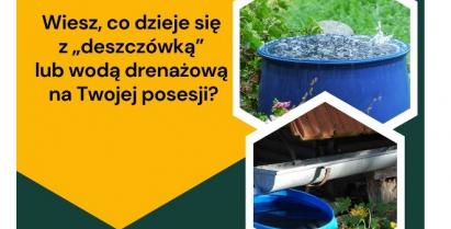 Plakat : "Co się dzieje z deszczówką?"