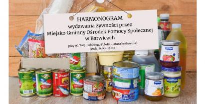 Harmonogram wydawania żywności przez Miejsko Gminny Ośrodek Pomocy Społecznej w Barwicach