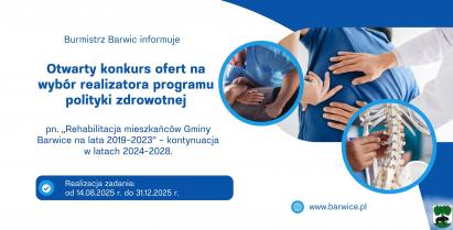 Otwarty konkurs ofert na realizację programu rehabilitacji mieszkańców Gminy Barwice