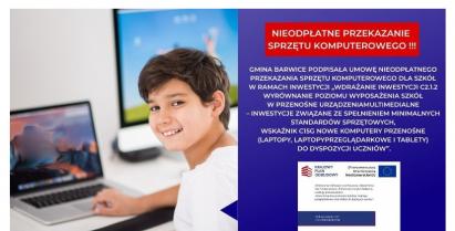 Nieodpłatne przekazanie sprzęyu komputerowego - plakat