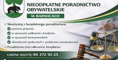 Plakat informujący o Nieodpłatnym poradnictwie obywatelskim