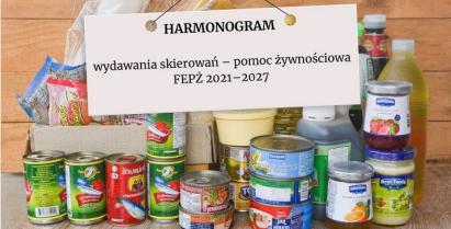 Plakat dotyczący Harmonogram wydawania skierowań w ramach Programu Fundusze Europejskie na Pomoc Żywnościową 2021–2027 (Podprogram 2025)