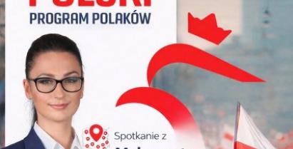 Plakat informujący o spotkaniu otwartym z Małgorzatą Golińską.